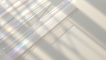Sunlight Reflection and Color Patterns on White Surface with Subtle Shadows in Soft Pastel Tones