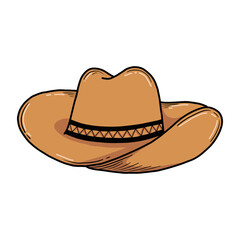 Classic cowboy hat full color vector illustration. Hand drawn Cowboy hat icon clip art