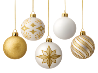 Elegant christmas ornaments isolated on transparent background