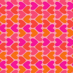 Charming seamless pattern with polka-dot hearts, ideal for Valentine&rsquo;s Day and romantic occasions. Perfect for textiles, wrapping paper, banners, love-themed graphics, and sweet decorative projects.
