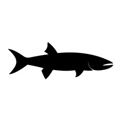 Barracuda Silhouette Vector Icon – Minimal Black Marine Predator on Transparent Background