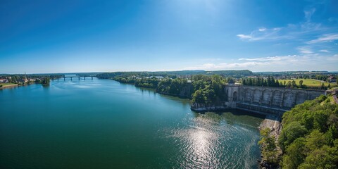 Obraz premium Serene landscape in Casco Bay, Maine, emphasizing natural beauty and seasonal change