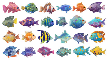 Obraz premium Professional Cartoon Sea Animals Vector Pack