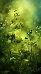 Detailed Green Plants With Sparkling Leaves