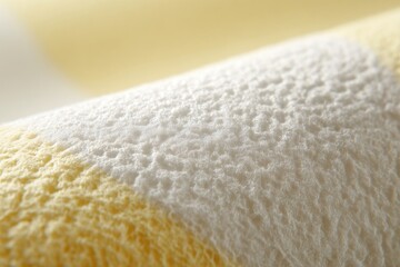 Close Up View Of Yellow Fabric With White Stripes