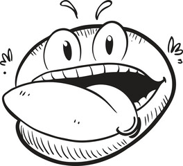 Cute happy cartoon shark vector illustration isolated on white background with black line art and sea animal design symbol