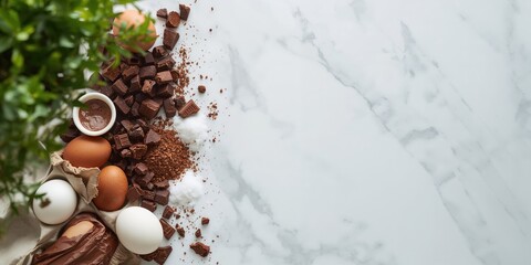 Chocolate cake ingredients with eggs, emphasizing baking safety and ingredient handling