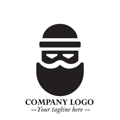 Santa Claus Logo Symbol in Black on White Background for Classic Holiday Branding and Design ArtPlus