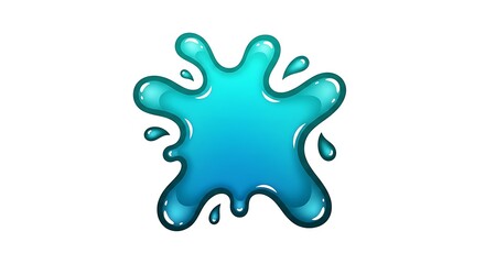 Obraz premium Teal liquid splash with drops, glossy effect, for design or mockup, Isolated on transparent background