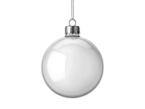Clear glass christmas ornament isolated on transparent background