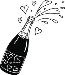 🥂 Celebration vector illustration of a happy New Year champagne bottle and wine glass design