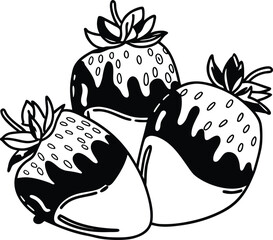 Cartoon vector illustration of a strawberry and chocolate fruit cake design icon