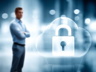 Cyber security, Data protection, information safety and encryption. Internet technology and business concept.  Virtual screen with padlock icons.