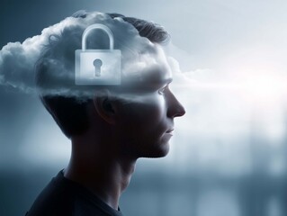 Cloud Storage Cybersecurity Concept. Cybersecurity Master