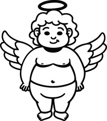 A cute, funny cartoon vector illustration of a baby boy character drawing with an animal toy and a big smile