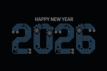 Happy New Year 2026 Digital Circuit Design Celebration