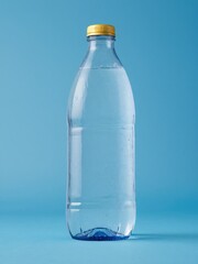 Naklejka premium Mineral water bottle on a pastel blue background