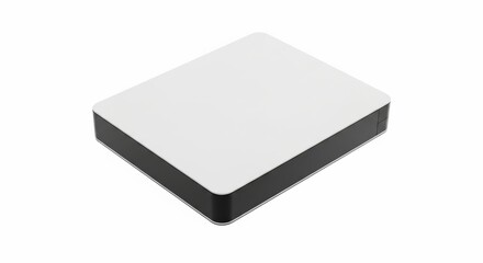 Minimalist Storage Device: A sleek, rectangular storage device, featuring a clean, flat surface and a modern aesthetic, representing digital information.