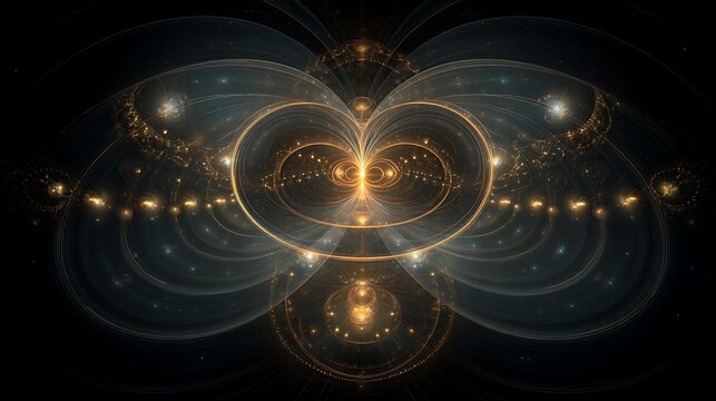 The heart of the universe made from recursive fractal light, endless energy patterns expanding outward, divine symmetry, cinematic cosmic glow, 