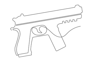 Firearm weapon continuous outline drawing simple style danger tool