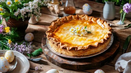 A pie with a flower on top of it - Powered by Adobe