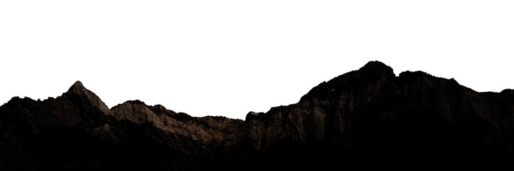 a mountain on transparent background with cut out sky