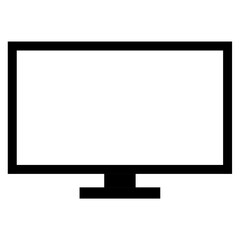 A simple black and white vector illustration of a computer monitor or screen, symbolizing technology and digital display