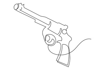 Simple outline illustration of pistol continuous single line drawing