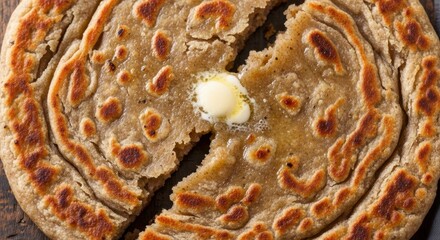 A culinary delight: golden paratha with melting butter showcases texture and flavor appeal
