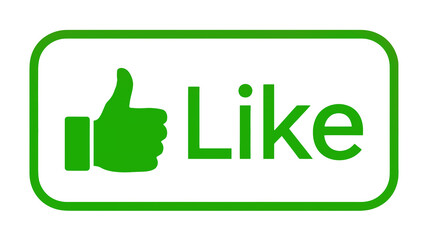 A green thumb up symbol and the word like are displayed on a black background.