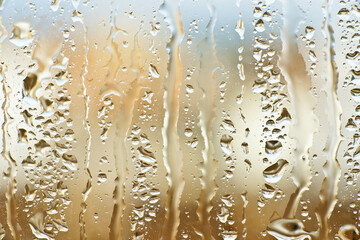 Mirrors with water droplets on them, in a beige color