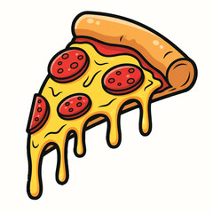 Melting Pepperoni Pizza Slice Cartoon