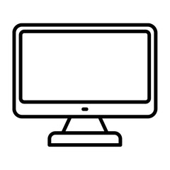 Sleek vector line icon of a computer monitor, representing the fundamental interface for digital display, information access, and content consumption in today's technological world
