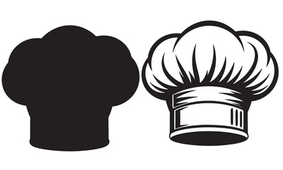 Chef s hat silhouette and detailed drawing with adobe illustrator icon