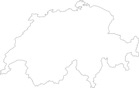 Switzerland Map Stroke Outline Stroke Transparent Editable Vector