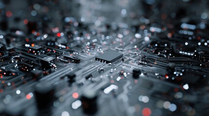 Intricate Circuit Board Design Illustrating Modern Technology Complexity