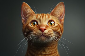 Stunning Portrait of a Majestic Orange Tabby Cat with Intense Eyes and Unique Striking Markings