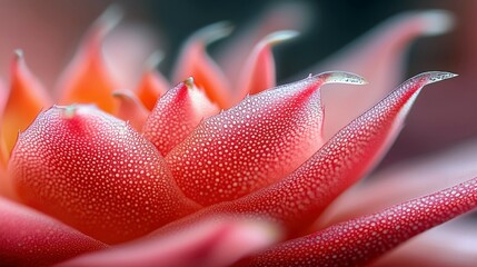 A close-up photograph of a vibrant red succulent plant, showcasing its intricate texture and delicate details under soft, natural lighting.