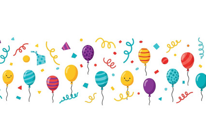 Festive balloons and confetti, a joyful celebration border, perfect for parties and events