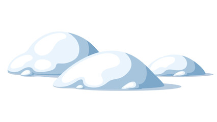 Cartoon snow drifts illustration with blue shadows on white background