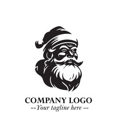 Santa Claus Logo Symbol in Black on White Background for Classic Holiday Branding and Design ArtPlus