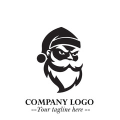 Santa Claus Logo Symbol in Black on White Background for Classic Holiday Branding and Design ArtPlus