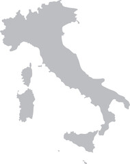 Italy Map Grey Silhouette Editable Vector