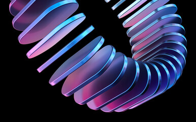 abstract iridescent round shapes with colorful gradient. 3d rendering illustration for graphic design, presentation or background	