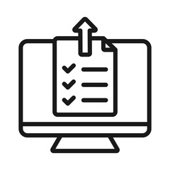 Document Upload Modern Icon of a Computer Screen Displaying a Checklist with an Arrow for Uploading