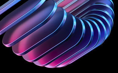 abstract iridescent round shapes with colorful gradient. 3d rendering illustration for graphic design, presentation or background	