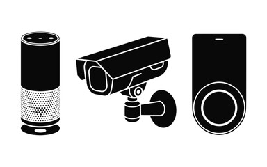 Smart home security devices including speaker camera and door lock