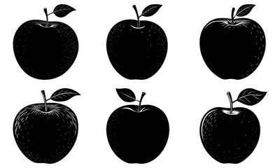 Delicious apples black and white illustration, perfect for back to school designs or healthy eating campaigns, with a vintage style and handcrafted feel