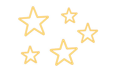 Glowing yellow neon stars transparent background illustration