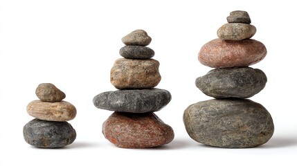 Balanced stone stacks symbolize harmony, tranquility, and mindfulness in nature.